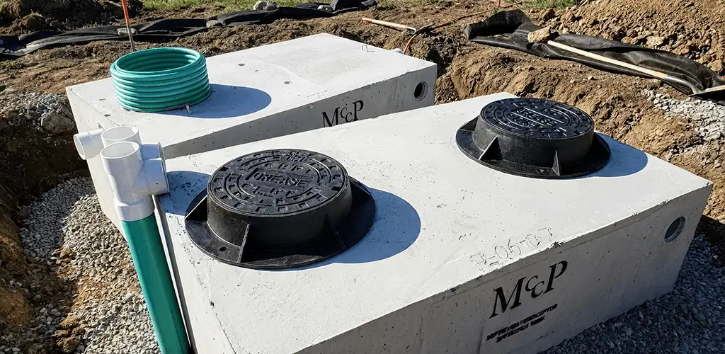 Grease trap installation unit set in place for drainage protection in Stamford, CT