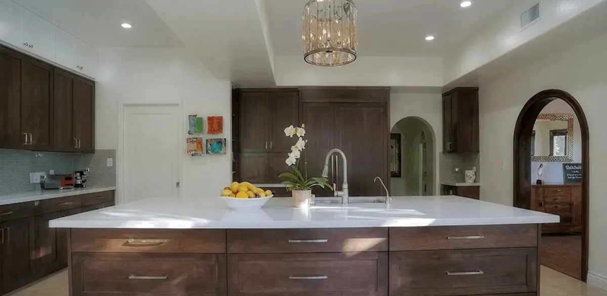Cabinet refacing project with updated kitchen cabinets and island in Stamford, CT